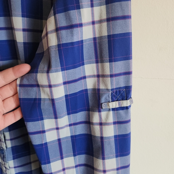 Duluth Trading Co Blue Plaid Button-Up Long Sleeve Shirt Stretchy Lightweight Xl - Picture 7 of 11